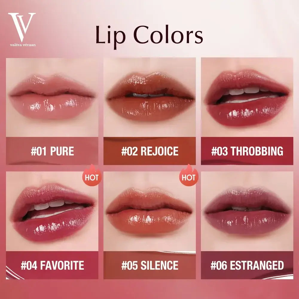 Valéra Véraan Lip & Cheek Tint in a rich berry shade, featuring a creamy texture for natural, long-lasting color. Includes a soft applicator and before-and-after results showcasing hydrated, glossy lips with a vibrant finish.